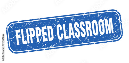 flipped classroom stamp. flipped classroom square grungy blue sign