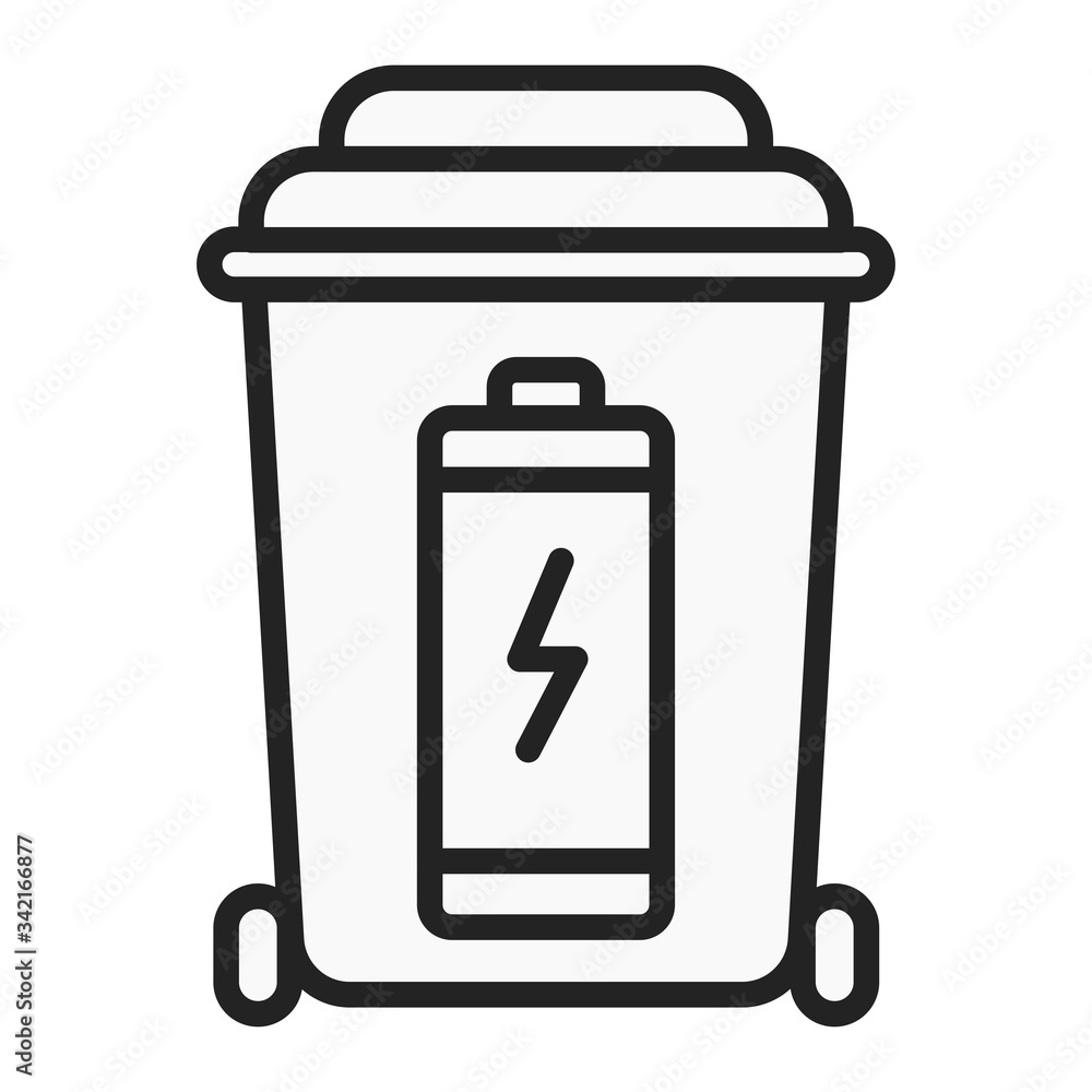 Battery recyclable black line icon. Waste recycling. Garbage sorting. Environmental protection. Outline pictogram for web page, mobile app, promo. Battery recyclable black line icon. Waste recycling. Garbage sorting. Environmental protection. Outline pictogram for web page, mobile app, promo.