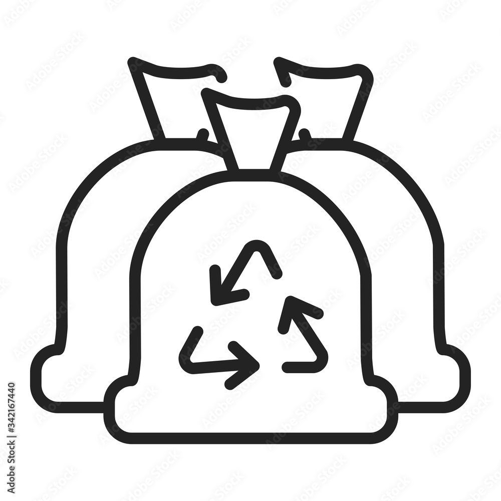 Trash bags line color icon. Waste recycling. Zero waste lifestyle. Environmental protection. Outline pictogram for web page, mobile app, promo. Trash bags line color icon. Waste recycling. Zero waste lifestyle. Environmental protection. Outline pictogram for web page, mobile app, promo.
