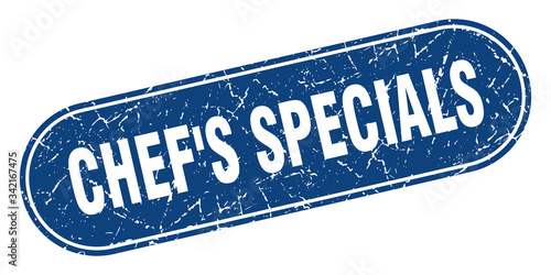chef's specials sign. chef's specials grunge blue stamp. Label