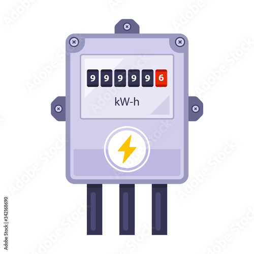 Home electricity meter counts energy. flat vector illustration.