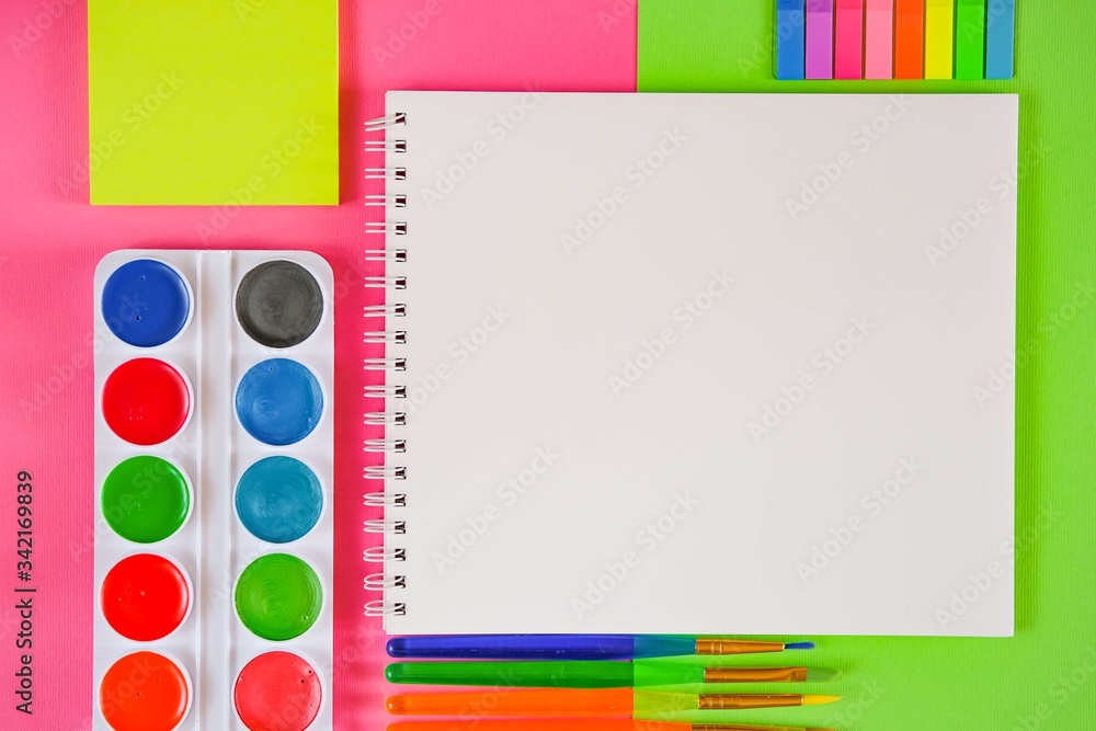 Obraz premium watercolor paints set with brushes