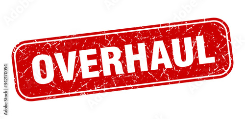 overhaul stamp. overhaul square grungy red sign