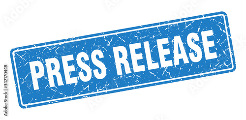 press release stamp. press release vintage blue label. Sign