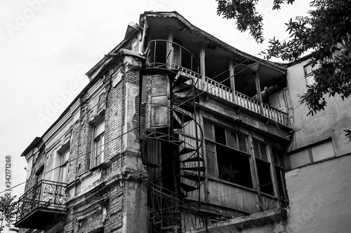old building, black and white photo © Elena