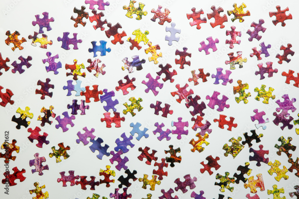 Fototapeta premium Pieces of puzzle isolated on white background. Concept of complex problem