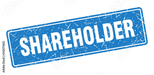 shareholder stamp. shareholder vintage blue label. Sign