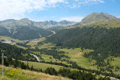 Alpine Mountain Scenery of the Pyrenees at Port D'Envalira Mountain Pass in Andorra