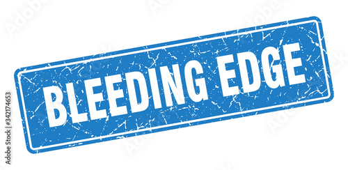 bleeding edge stamp. bleeding edge vintage blue label. Sign