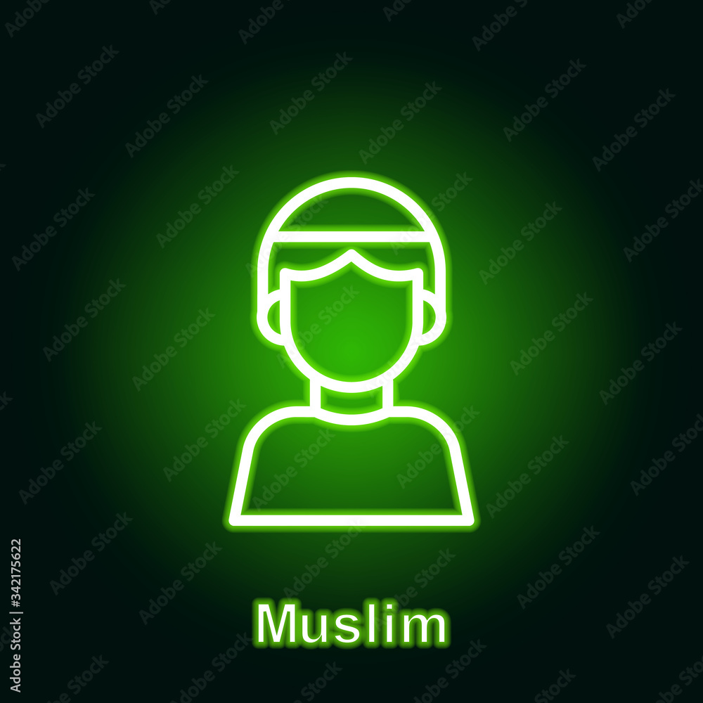Ramadan muslim outline neon icon. Element of Ramadan day illustration icon. Signs and symbols can be used for web, logo, mobile app, UI, UX Ramadan muslim outline neon icon. Element of Ramadan day illustration icon. Signs and symbols can be used for web, logo, mobile app, UI, UX