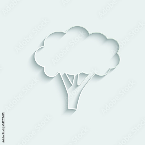 paper Broccoli icon. vector broccoli branch sign 