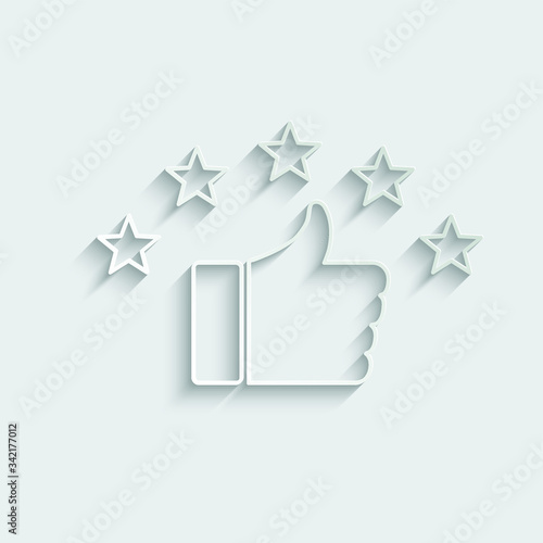 Fototapeta Naklejka Na Ścianę i Meble -  paper feedback icon, five stars rating icon,  quality rating icon vector