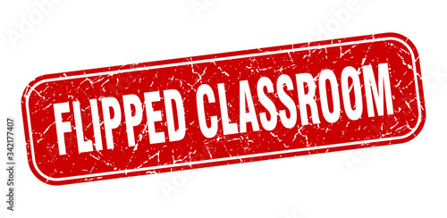 flipped classroom stamp. flipped classroom square grungy red sign