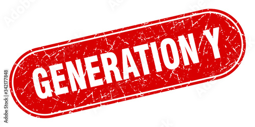 generation y sign. generation y grunge red stamp. Label