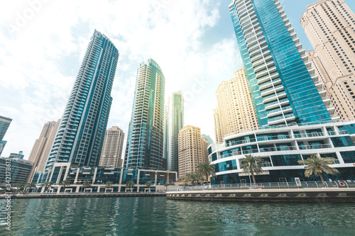 Marina with view at skyscrapers Dubai - UAE