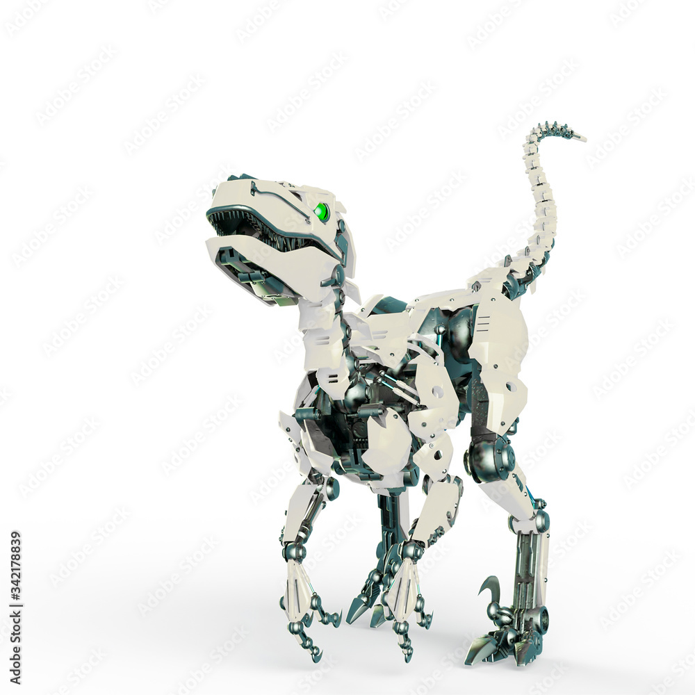 dino raptor robot is looking for action Illustration Stock | Adobe Stock