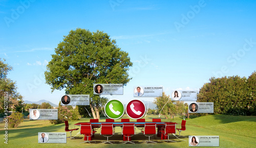 Videoconference on the green