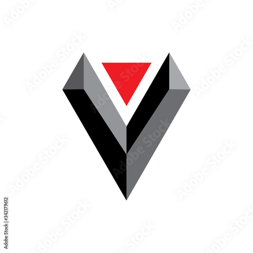 Free Download 3D V letter with triangle logo design vector - GFXLoad