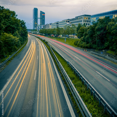Munich city, Germany. Traffic lights on the road
