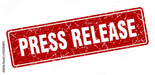 press release stamp. press release vintage red label. Sign