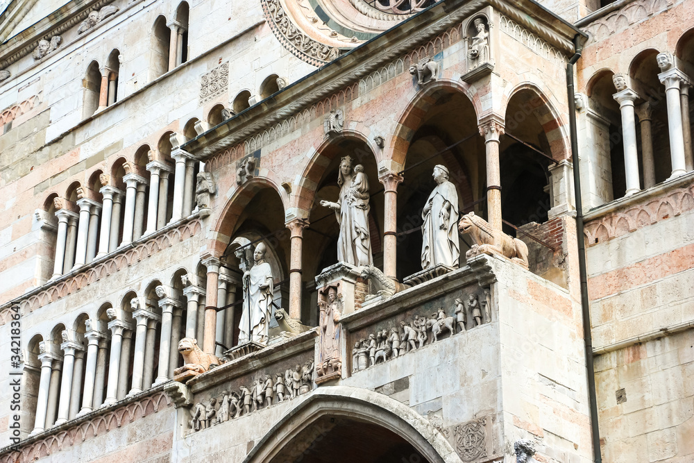 Cremona, Italy. Beautiful architecture of catholic church (Cattedrale di Cremona - Santa Maria Assunta).