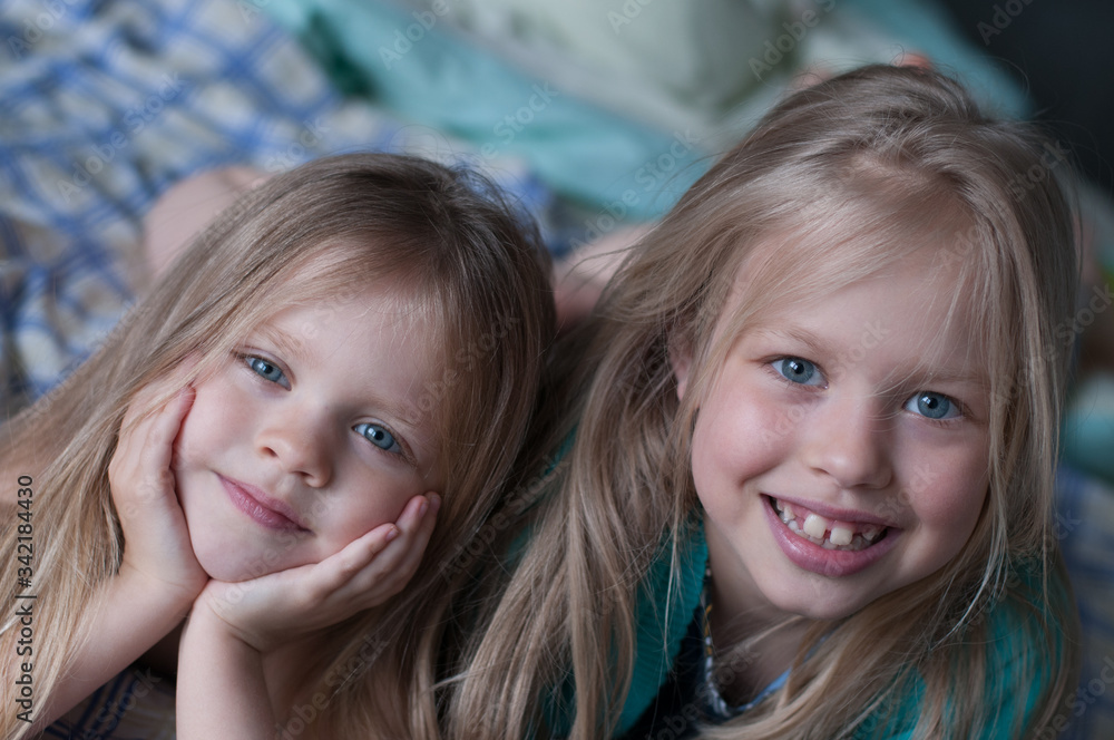 Two sisters are fooling around Two sisters are fooling around