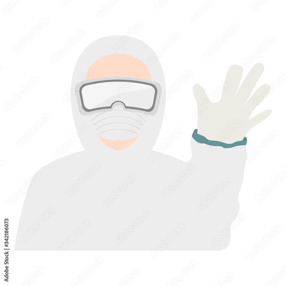 Person in bioprotection suit Person in bioprotection suit