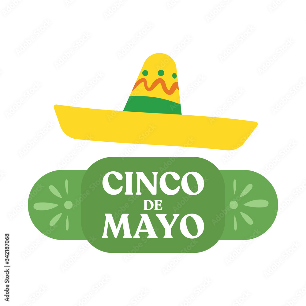 Cinco de mayo. Traditional mexican may 5th fest badge. Lettering phrase