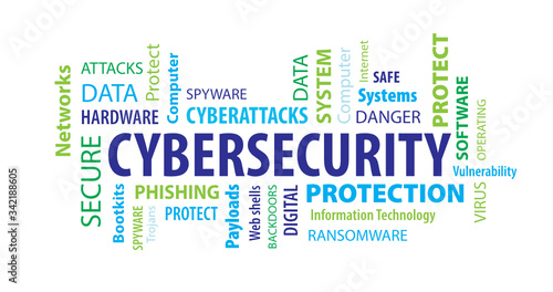 Cybersecurity Word  Cloud on a Blue Background