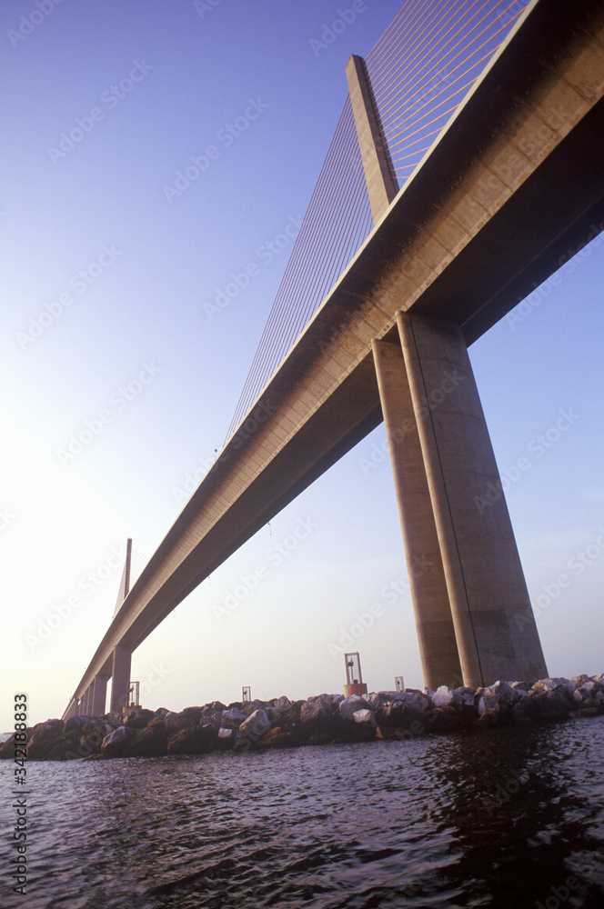 The Sunshine Bridge between Tampa Bay and Saint Petersburg in Florida
