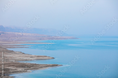 landscape of the Dead Sea, failures of the soil, illustrating an environmental catastrophe on the Dead Sea, Israel