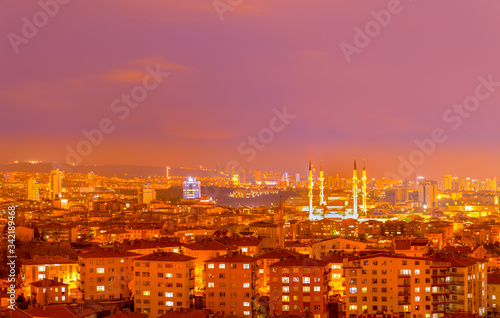 Ankara Turkey-March 02 2019  Panoramic Ankara view with Kocatepe Mosque