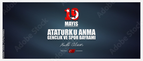 19 mayis, Atatürk'u anma genclik ve spor bayrami. (19 may, Commemoration of Atatürk, Youth and Sports Day.) Celebration vector illustration
