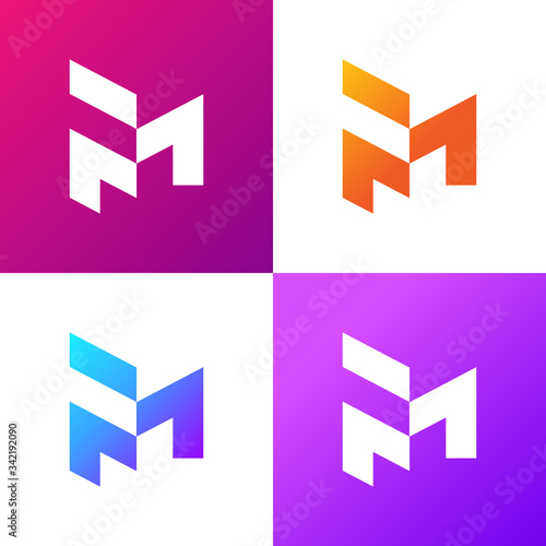 Letter FM Logo design Font style Typography vector template.