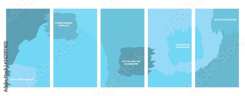 Social media banners. Set of banners for social media stories with grunge textures. Story templates for cover, flyer, brochure.