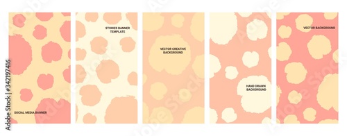 Social media banners. Set of banners for social media stories with grunge textures. Story templates for cover, flyer, brochure.