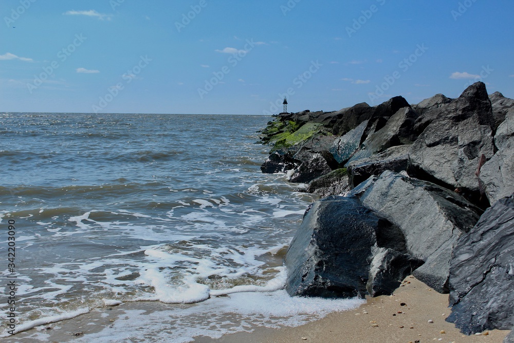 Rock Jetty at Higbee Beach in Cape May, New Jersey Stock Photo | Adobe Stock