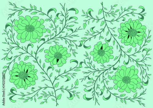 retro elegant art & craft style floral wallpaper for decoration, background