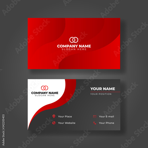 Modern red business card Template, modern design vector Creative