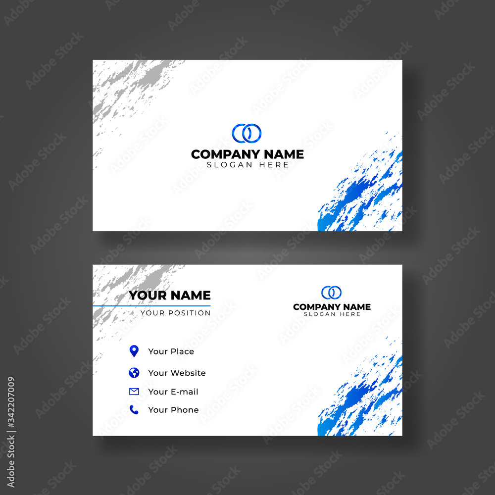 Modern Blue brush business card Template, modern design vector Creative
