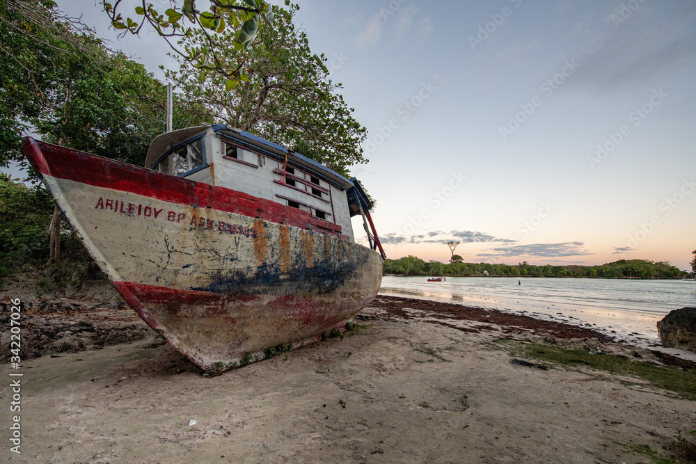Old abandoned Ship in Diamond Beach, Cabrera, Dominican Republic