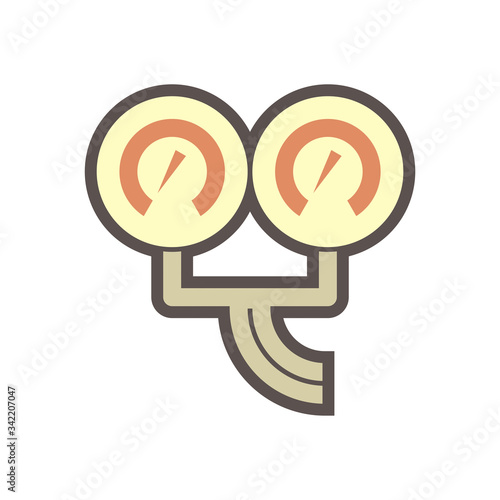 Air conditioner and air compressor parts and tools vector icon design on white background.