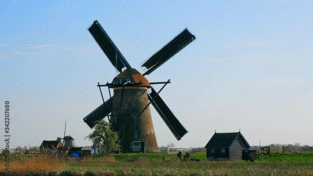 Seamless Loop of a Dutch Windmill in the Netherlands Seamless Loop of a Dutch Windmill in the Netherlands