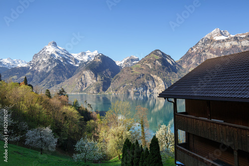Lake Lucerne near the town of Sisikon. Canton of Uri, Switzerland.