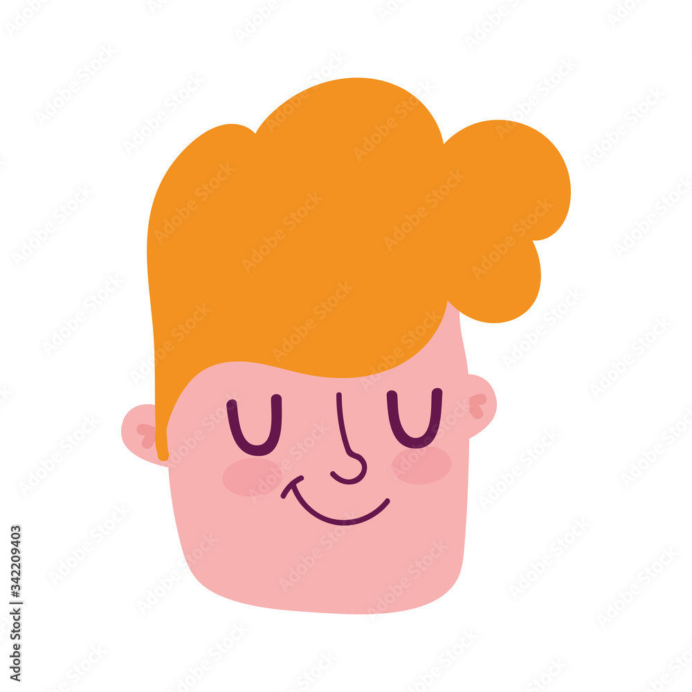 young boy face cartoon character isolated icon white background young boy face cartoon character isolated icon white background