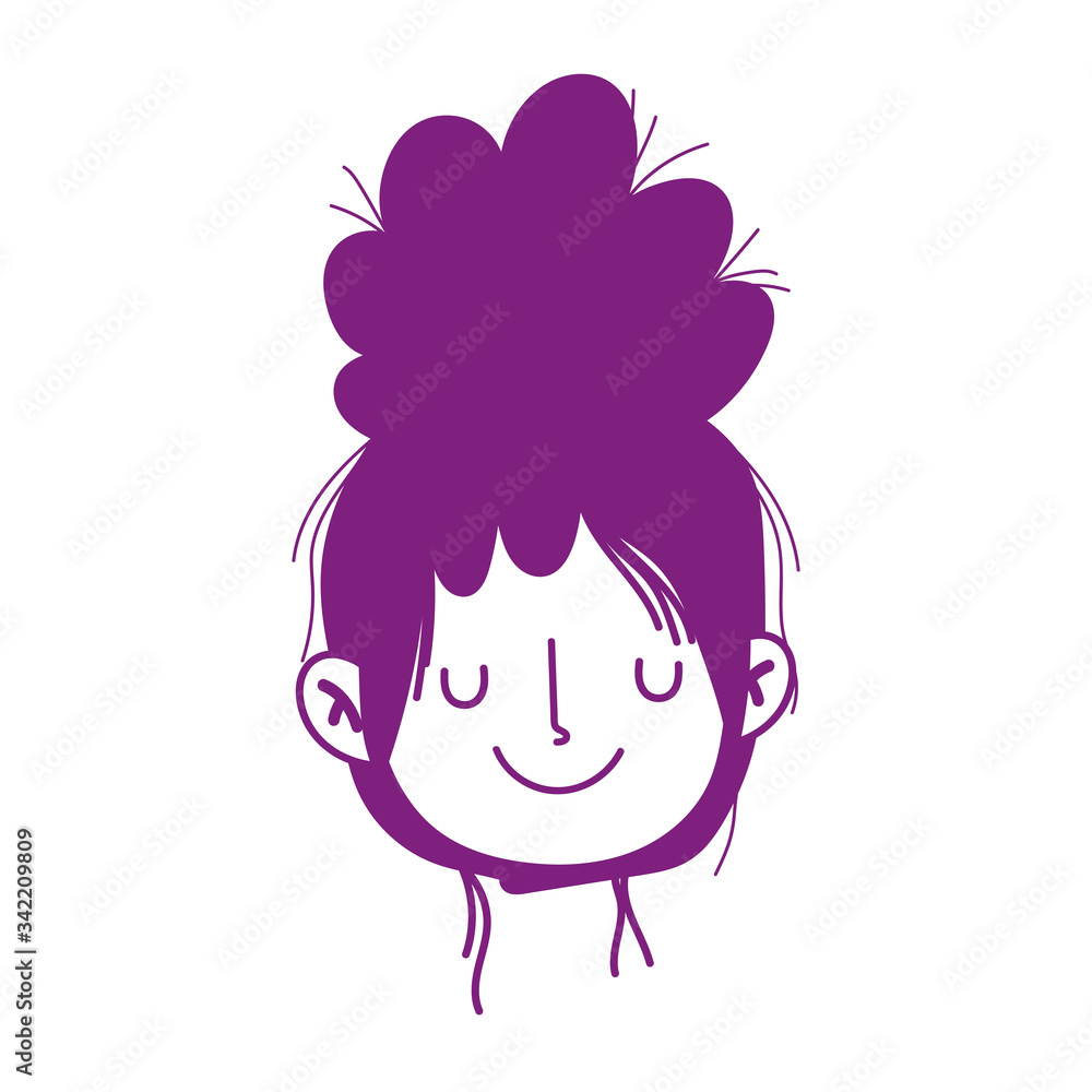 girl face cartoon character isolated icon white background girl face cartoon character isolated icon white background