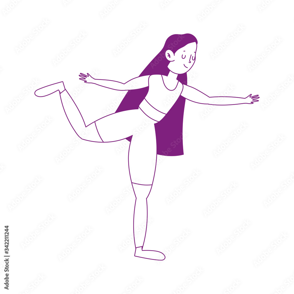 young woman in yoga pose practicing isolated icon white background young woman in yoga pose practicing isolated icon white background