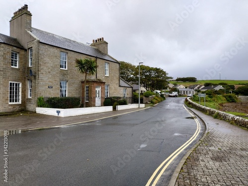 Casual view on the St. Margaret Hope village in Scotland  UK at cloudy weather