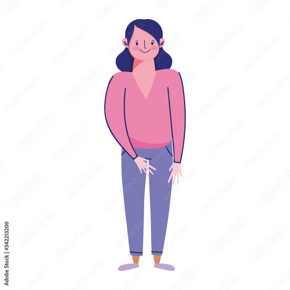 Fototapeta premium young woman cartoon character isolated icon on white background