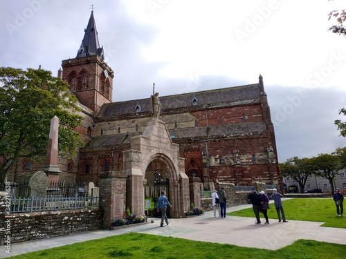 Bild auf Leinwand View on old St Magnus Cathedral in Kirkwall, Scotland